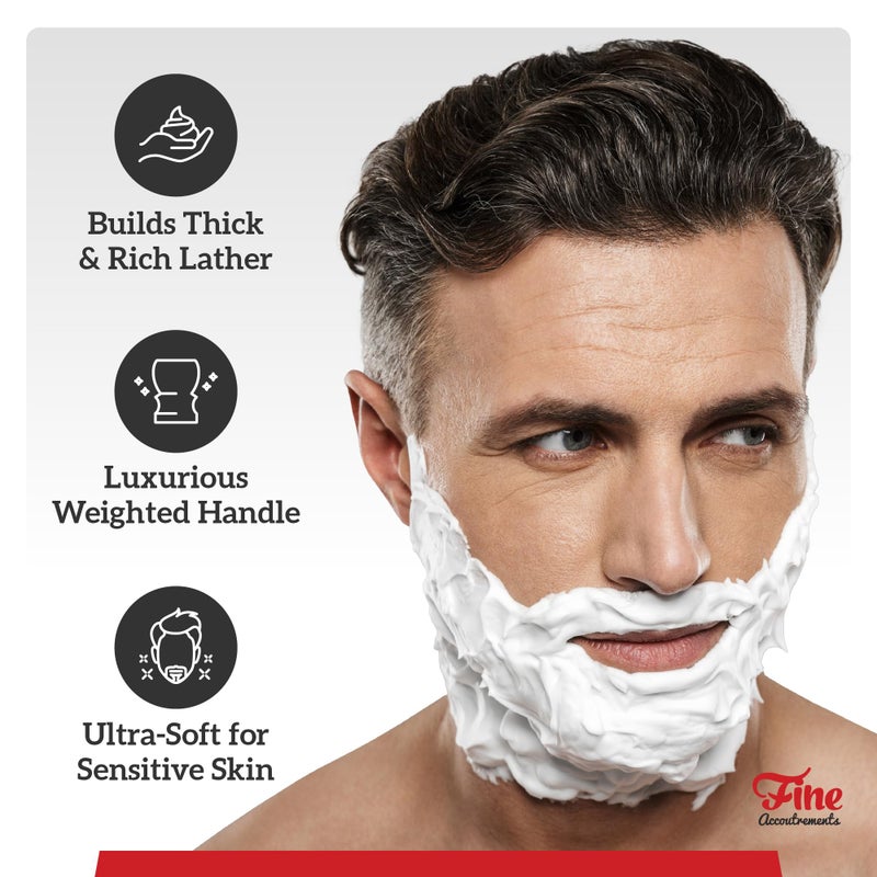 Fine Shaving Brush, Angel Hair Fibers, Cruelty-Free Shaving Cream Brush for Men, Gently Exfoliates The Skin, 100% Solid Resin Handle, 24mm Knot with 56mm Loft (Red & White) - Image 4